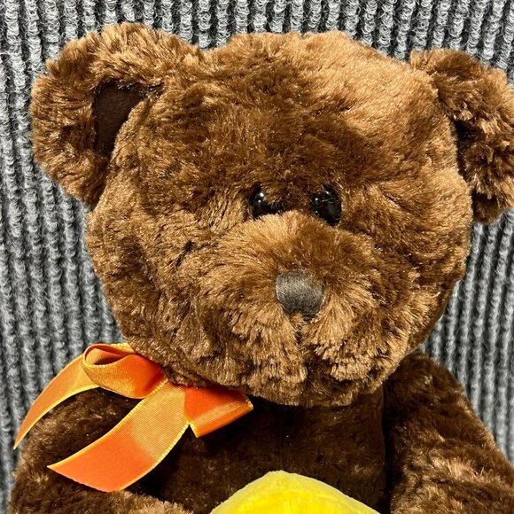 Russ Berrie Plush 12" Bear Let's Bee Friends Brown Stuffed Animal Yellow Beehive - Picture 2 of 16